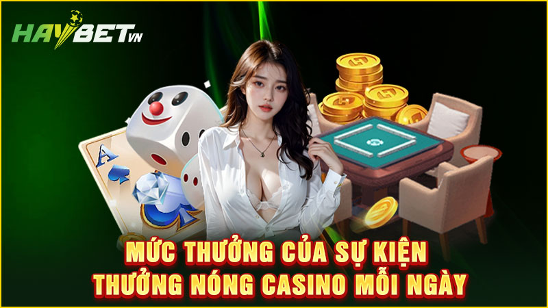 Mức thưởng của sự kiện thưởng nóng casino mỗi ngày